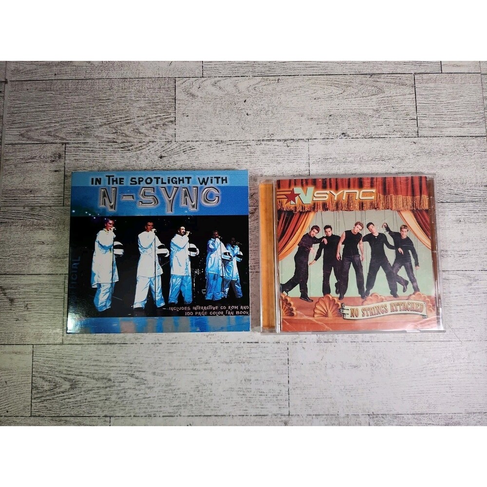 NSYNC 2 Vintage CD LOT No Strings Attached & In The Spotlight w Book & CdRom Y2k
